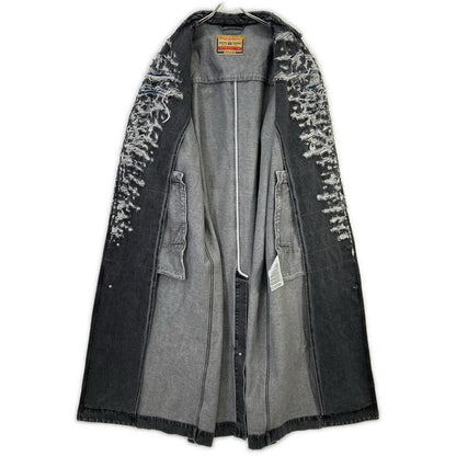 DIESEL ディーゼル 22AW D-ROKU-LONG　チャコール クラッシュ加工 デニム ロングコート コート