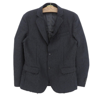 DIESEL ディーゼル 美品 シルク混 ダメージ加工 切りっぱなし テーラードジャケット メンズ ブラック 48 ジャケット