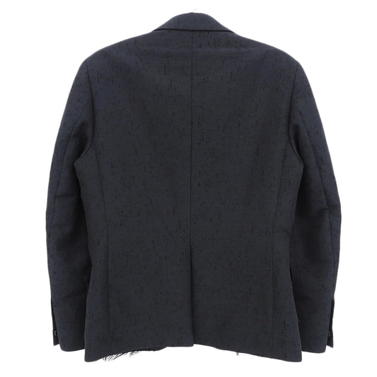 DIESEL ディーゼル 美品 シルク混 ダメージ加工 切りっぱなし テーラードジャケット メンズ ブラック 48 ジャケット