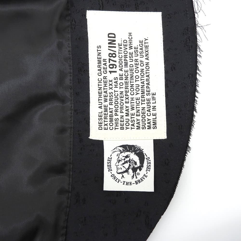DIESEL ディーゼル 美品 シルク混 ダメージ加工 切りっぱなし テーラードジャケット メンズ ブラック 48 ジャケット