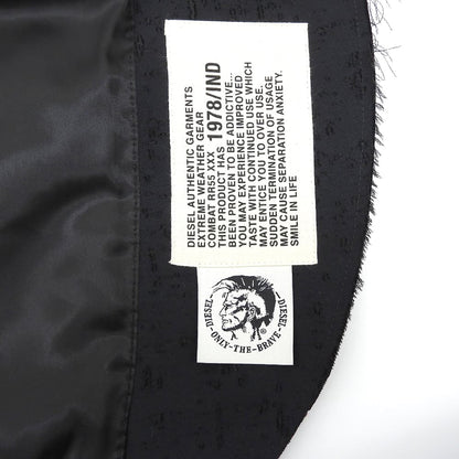 DIESEL ディーゼル 美品 シルク混 ダメージ加工 切りっぱなし テーラードジャケット メンズ ブラック 48 ジャケット