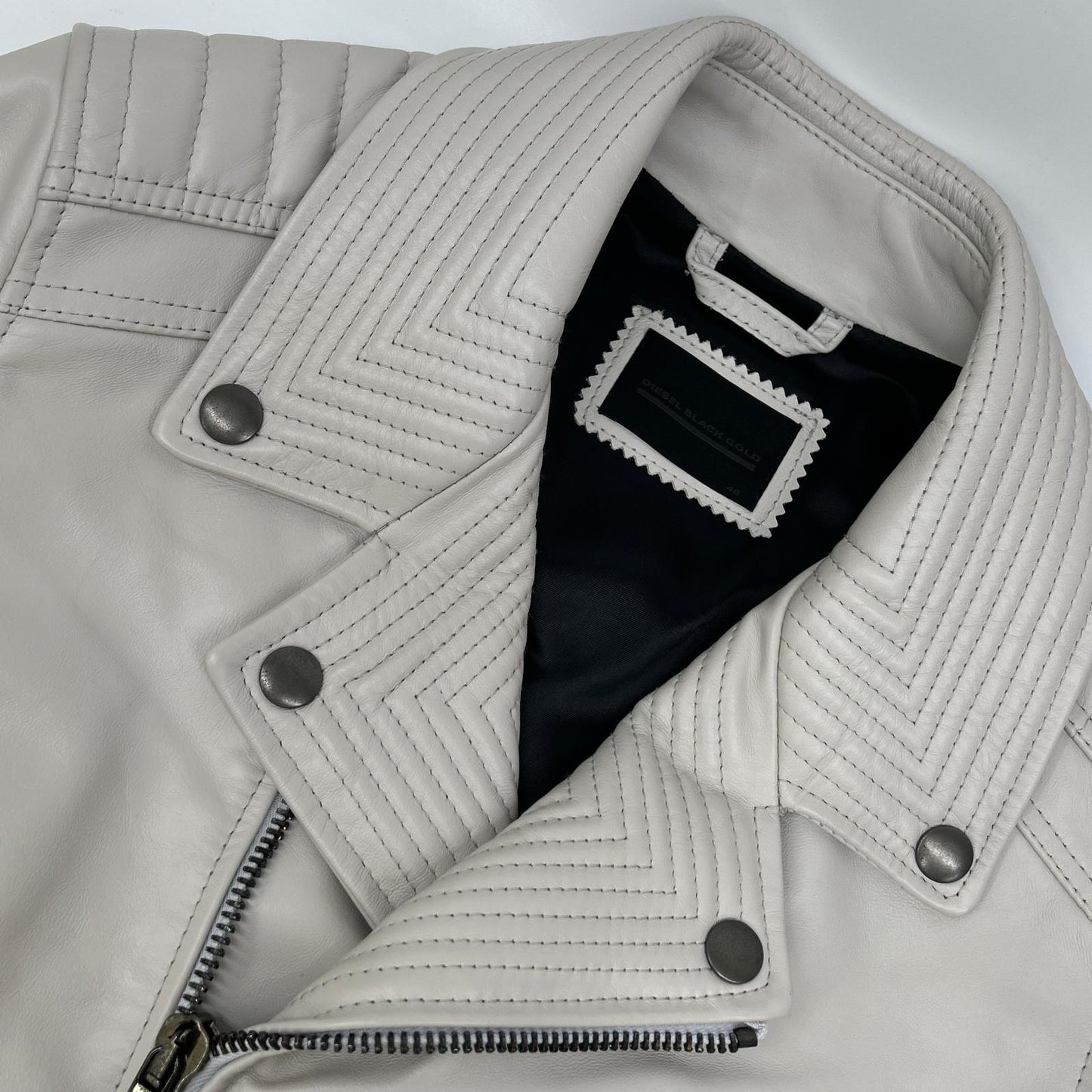 DIESEL BlackGold ディーゼルブラックゴールド ホワイト系 レザー ダブルライダースジャケット ジャケット