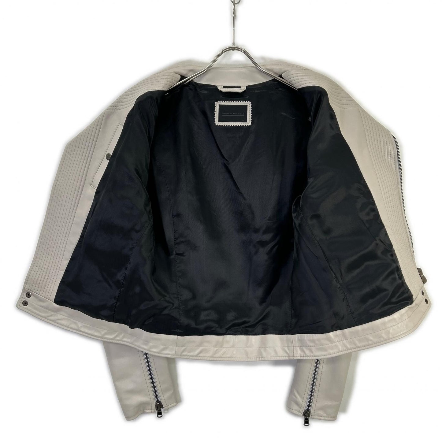 DIESEL BlackGold ディーゼルブラックゴールド ホワイト系 レザー ダブルライダースジャケット ジャケット