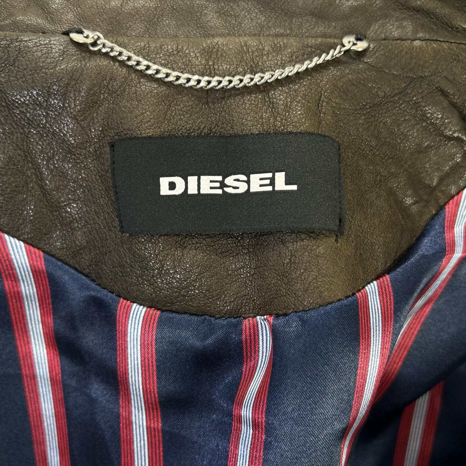 DIESEL ディーゼル ブラウン系 スタッズ USED加工 レザージャケット ジャケット