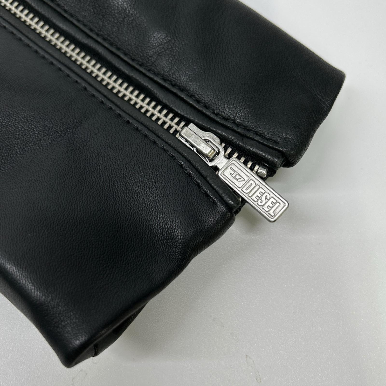 DIESEL ディーゼル ブラック ラムレザー シングルライダース ジャケット