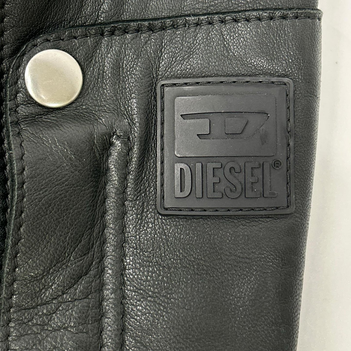 DIESEL ディーゼル ブラック ラムレザー シングルライダース ジャケット