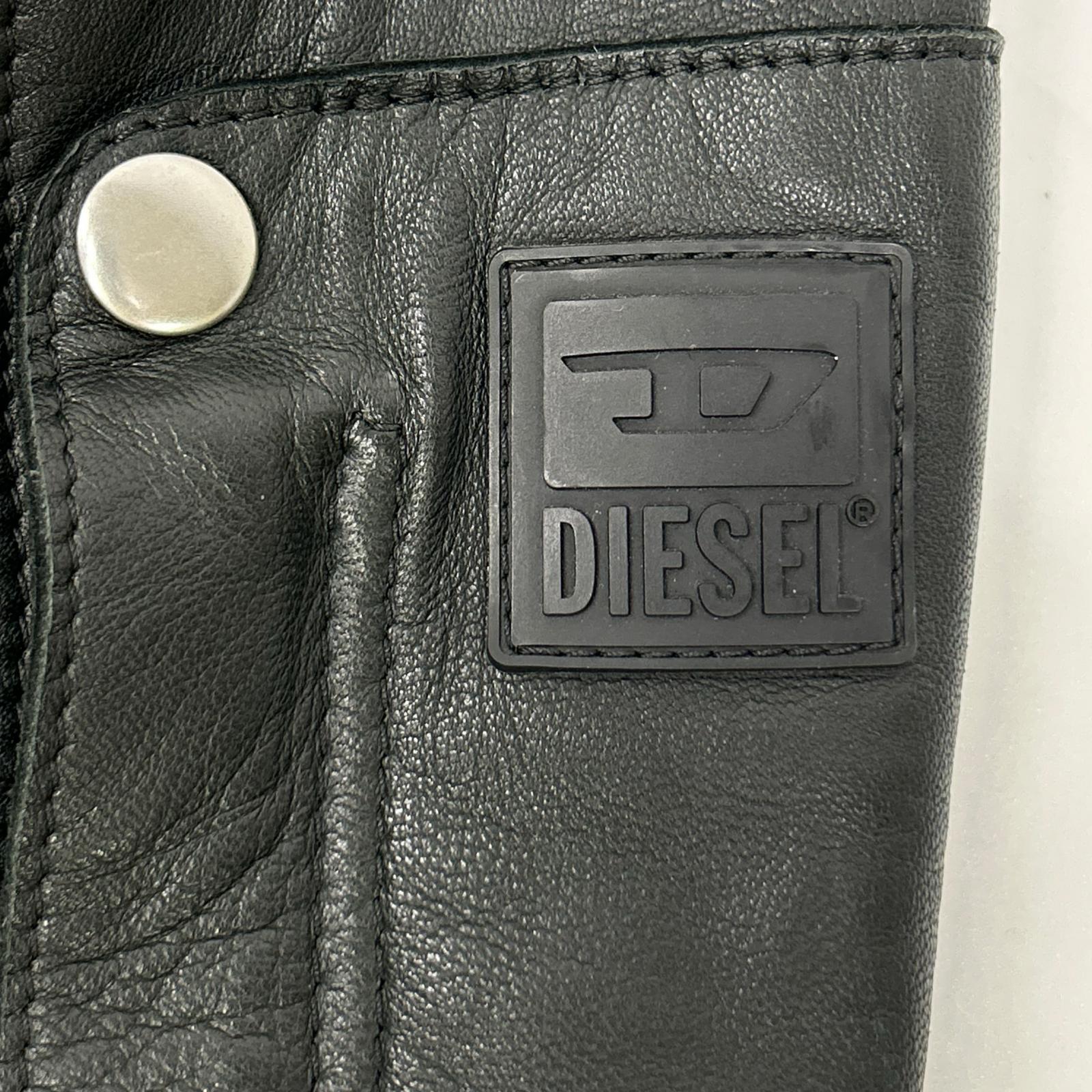DIESEL ディーゼル ブラック ラムレザー シングルライダース ジャケット