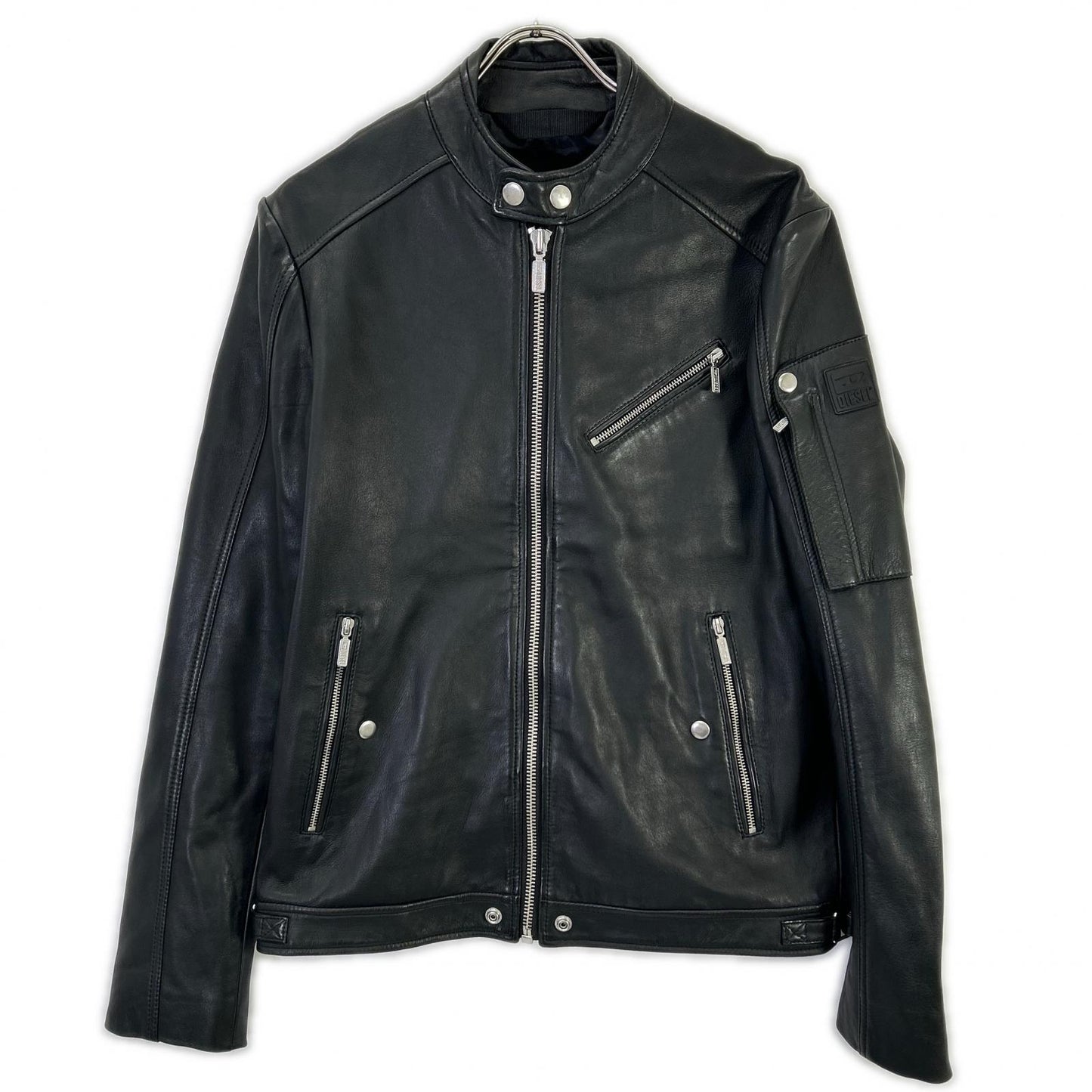 DIESEL ディーゼル ブラック ラムレザー シングルライダース ジャケット