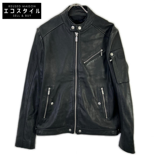 DIESEL ディーゼル ブラック ラムレザー シングルライダース ジャケット
