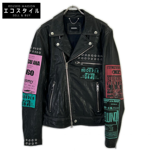 DIESEL ディーゼル ブラック マルチパッチワーク ダブルライダースジャケット ジャケット