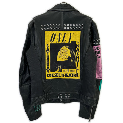 DIESEL Black multi-patchwork double-rider jacket