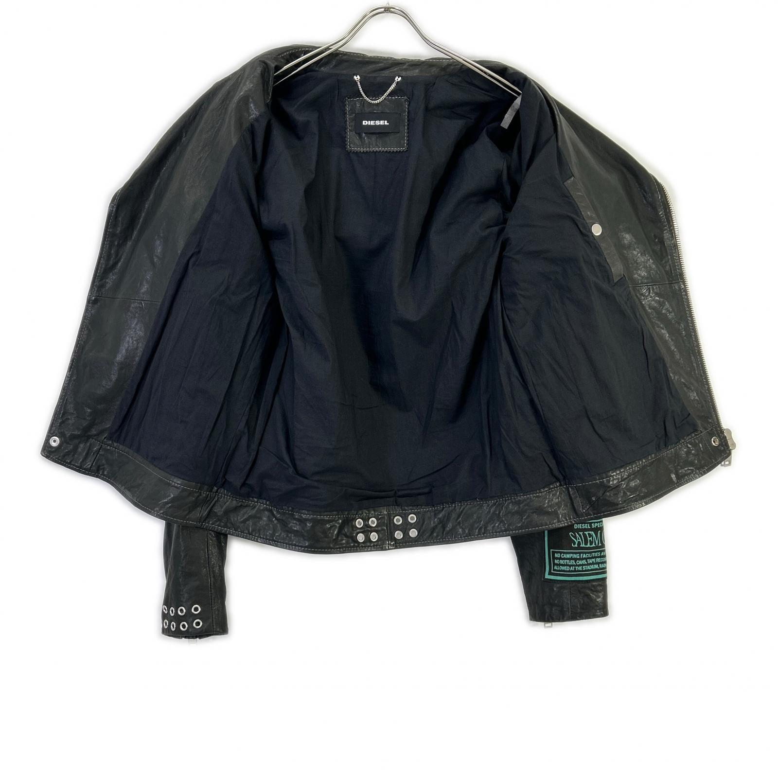 DIESEL Black multi-patchwork double-rider jacket