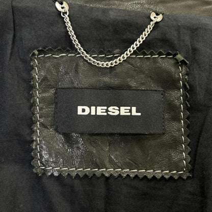 DIESEL Black multi-patchwork double-rider jacket