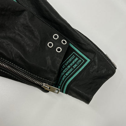 DIESEL Black multi-patchwork double-rider jacket