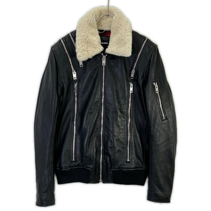 DIESEL ディーゼル ブラック シップデザイン 襟ボア ダブルライダースジャケット ジャケット