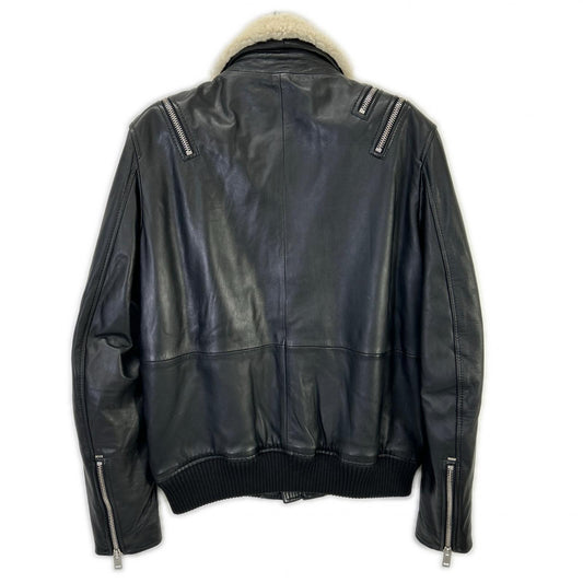 DIESEL ディーゼル ブラック シップデザイン 襟ボア ダブルライダースジャケット ジャケット