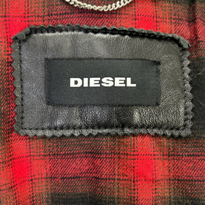 DIESEL ディーゼル ブラック シップデザイン 襟ボア ダブルライダースジャケット ジャケット