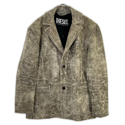 DIESEL ディーゼル カーキ L-BLAZE USED加工 レザージャケット ジャケット