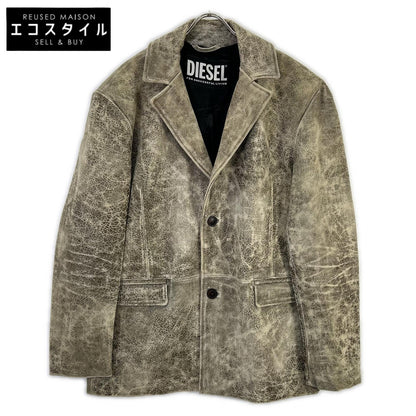DIESEL ディーゼル カーキ L-BLAZE USED加工 レザージャケット ジャケット