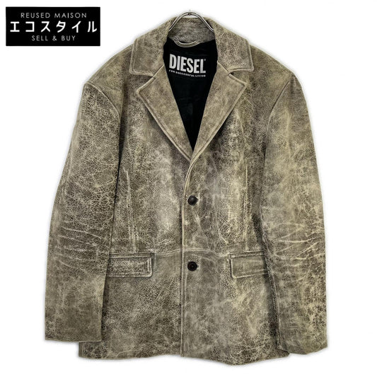 DIESEL ディーゼル カーキ L-BLAZE USED加工 レザージャケット ジャケット