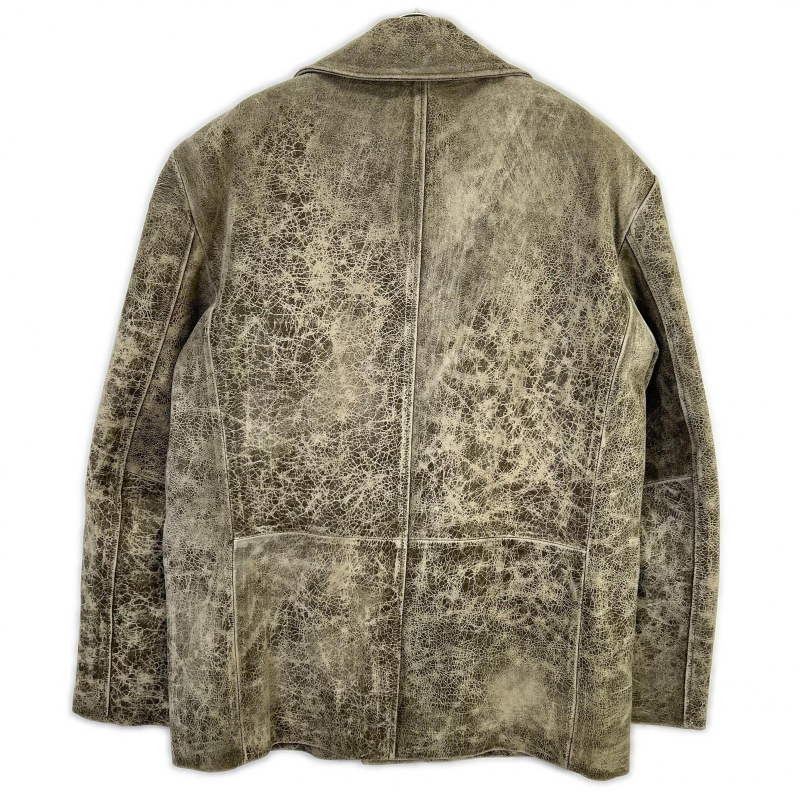 DIESEL ディーゼル カーキ L-BLAZE USED加工 レザージャケット ジャケット