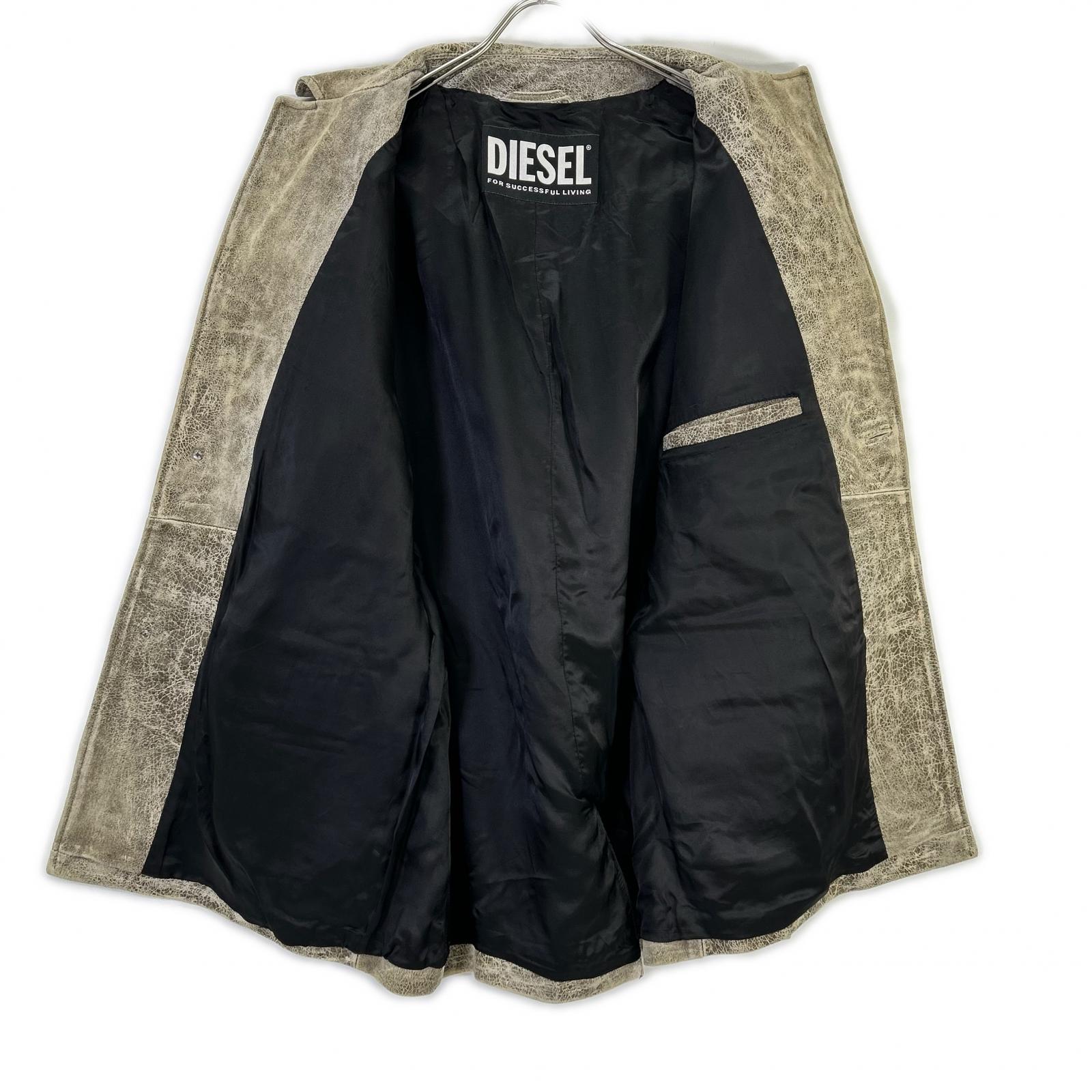 DIESEL ディーゼル カーキ L-BLAZE USED加工 レザージャケット ジャケット