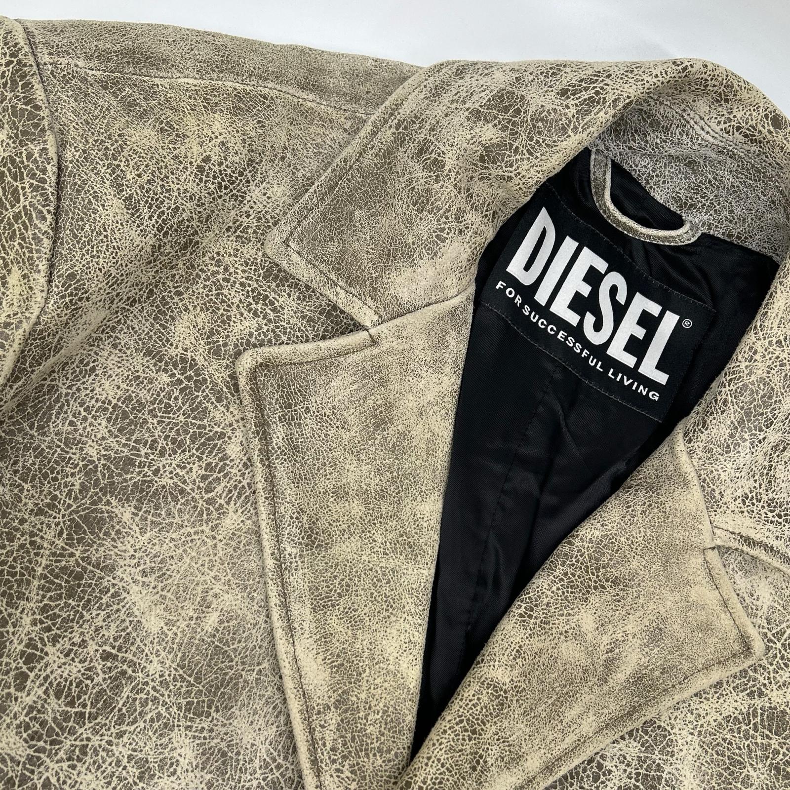 DIESEL ディーゼル カーキ L-BLAZE USED加工 レザージャケット ジャケット