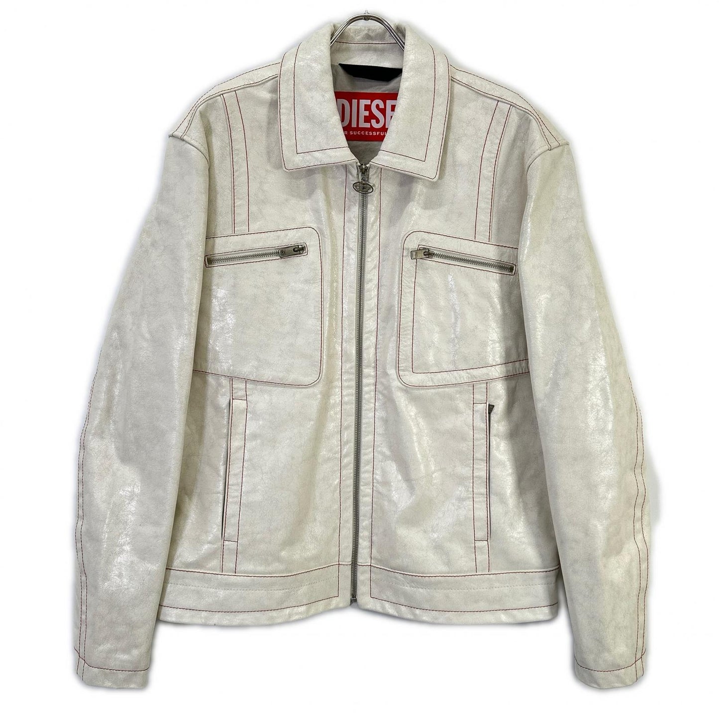 DIESEL ディーゼル ホワイト クラック加工 レザー ジャケット ジャケット