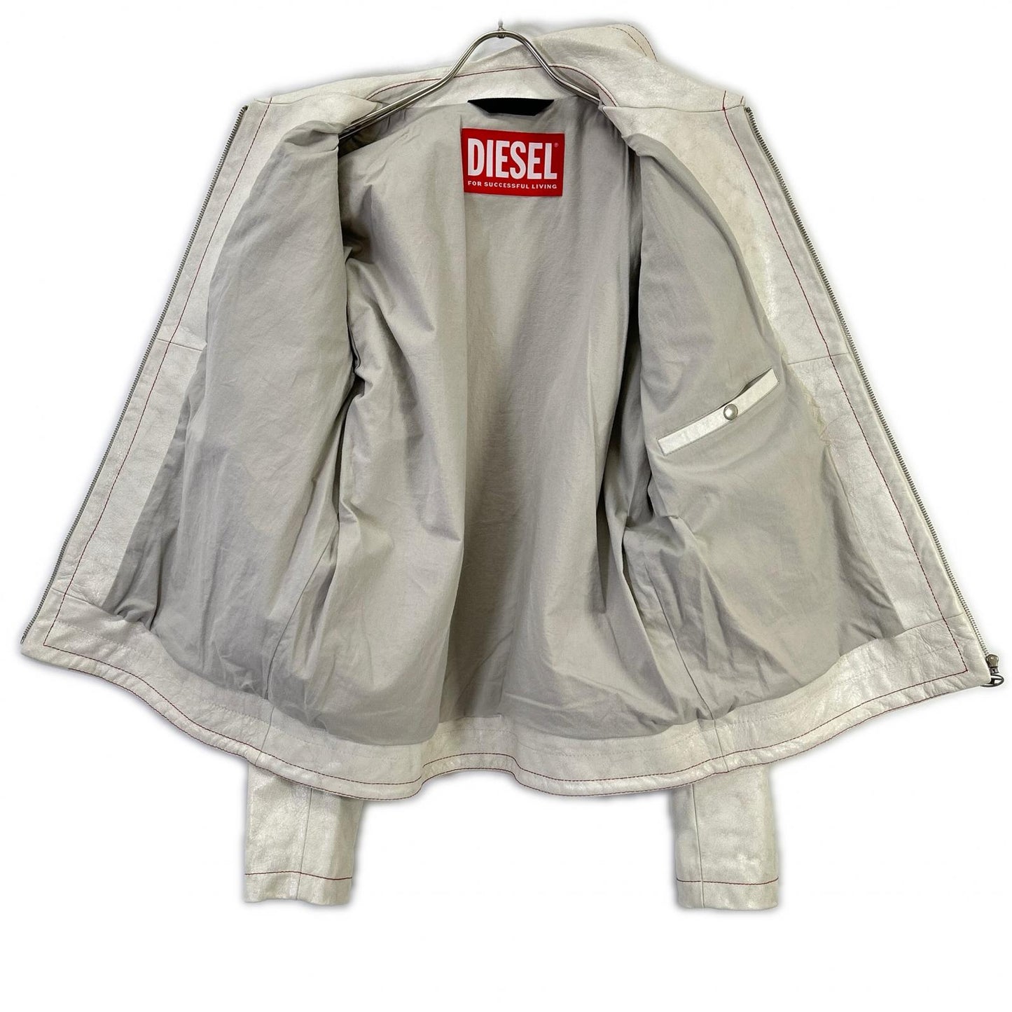 DIESEL ディーゼル ホワイト クラック加工 レザー ジャケット ジャケット