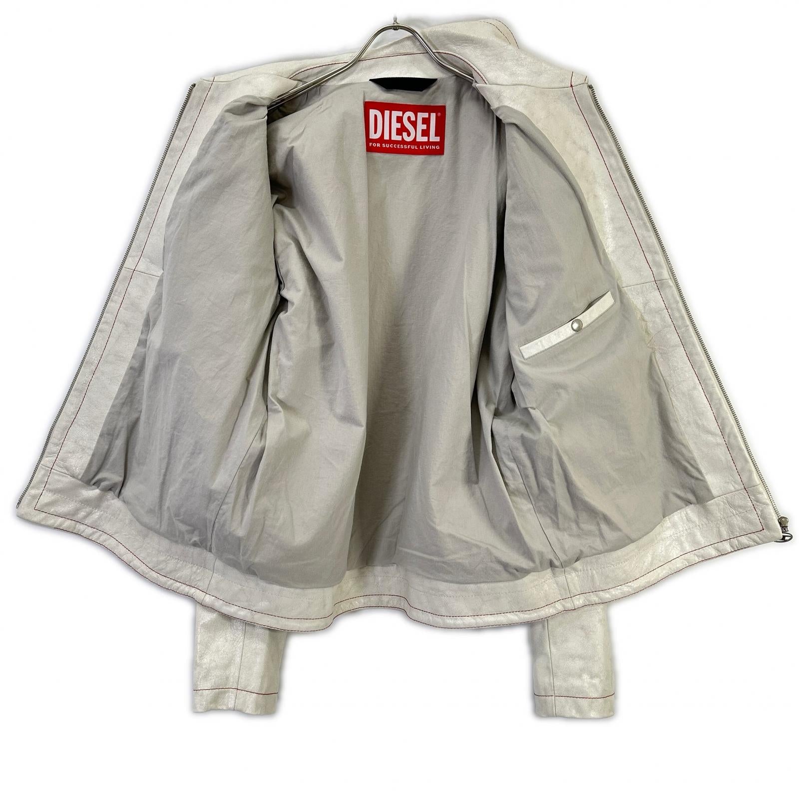 DIESEL ディーゼル ホワイト クラック加工 レザー ジャケット ジャケット