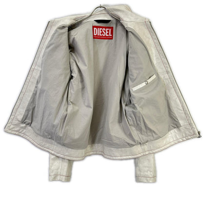 DIESEL ディーゼル ホワイト クラック加工 レザー ジャケット ジャケット