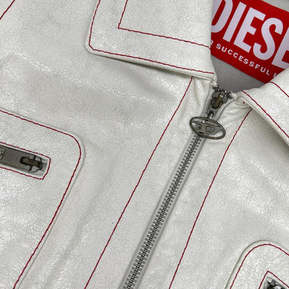 DIESEL ディーゼル ホワイト クラック加工 レザー ジャケット ジャケット