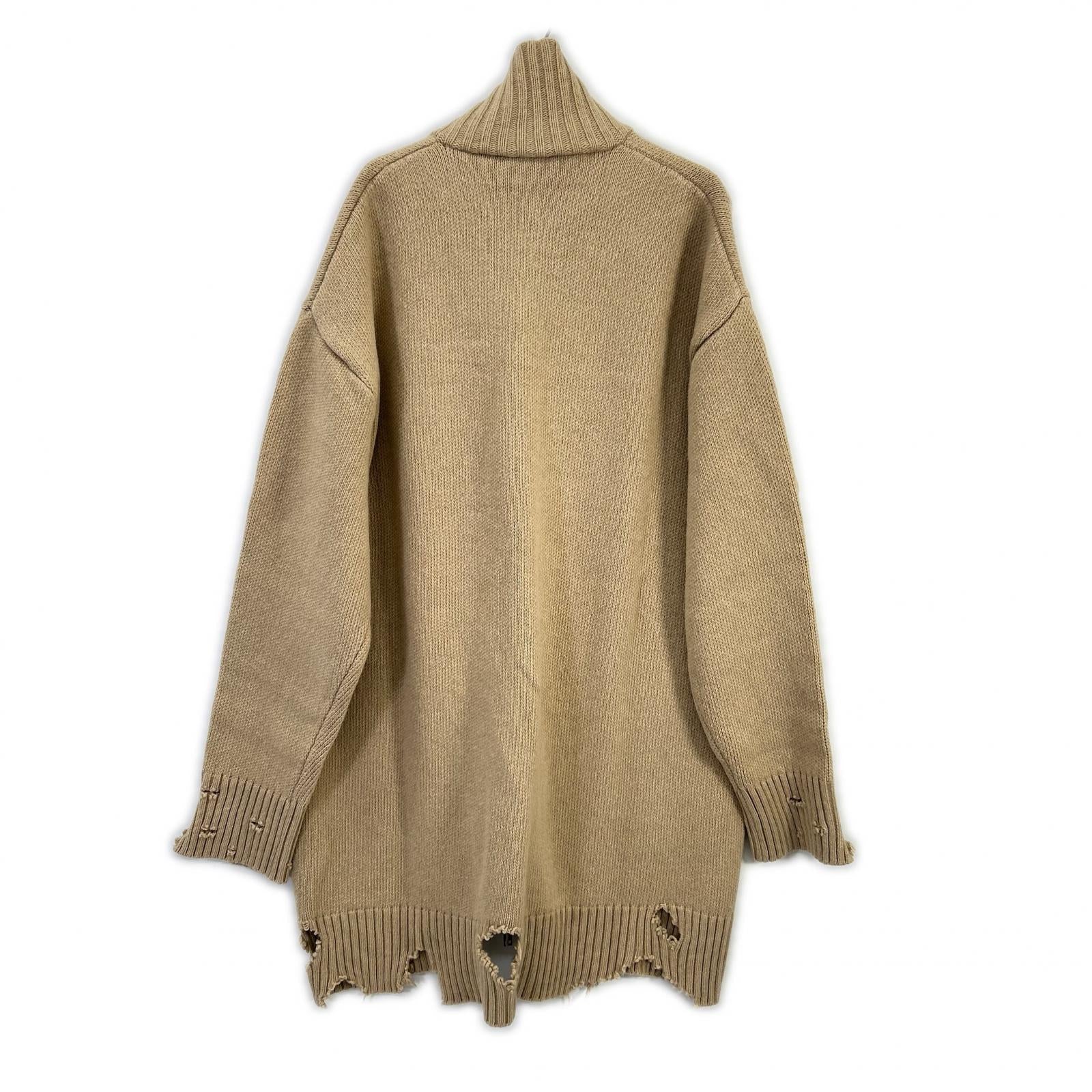 DIESEL ディーゼル キャメル ウール USED加工 ジップ ロングニット トップス