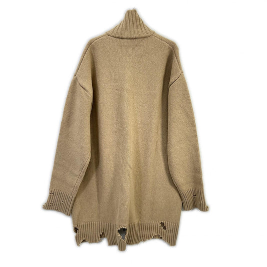 DIESEL ディーゼル キャメル ウール USED加工 ジップ ロングニット トップス