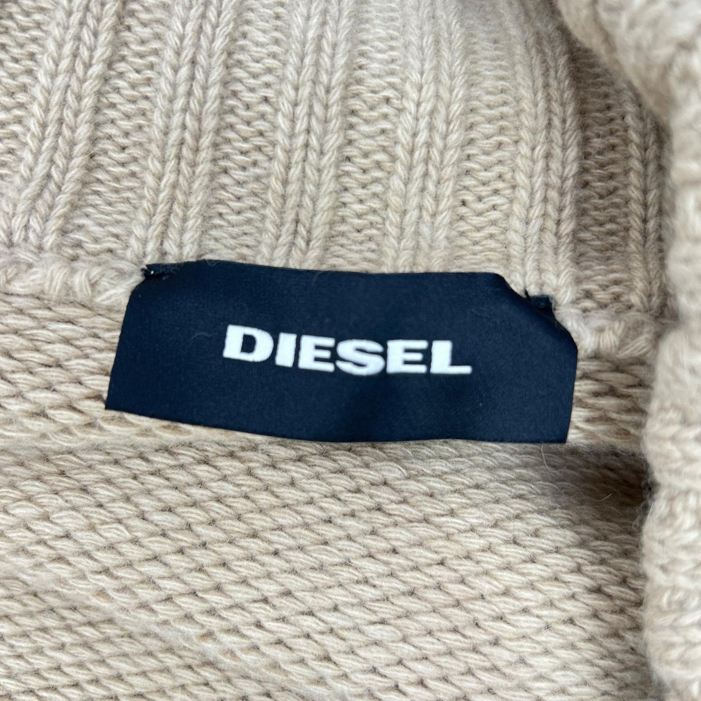 DIESEL ディーゼル キャメル ウール USED加工 ジップ ロングニット トップス