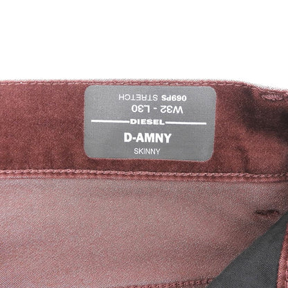 DIESEL ディーゼル 美品 D-AMNY ベルベット スキニー パンツ ボトムス メンズ ボルドー W32-L30 ボトムス