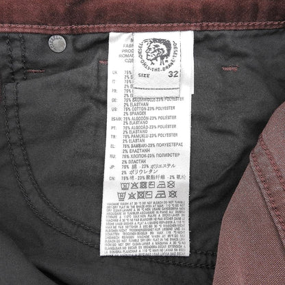 DIESEL ディーゼル 美品 D-AMNY ベルベット スキニー パンツ ボトムス メンズ ボルドー W32-L30 ボトムス