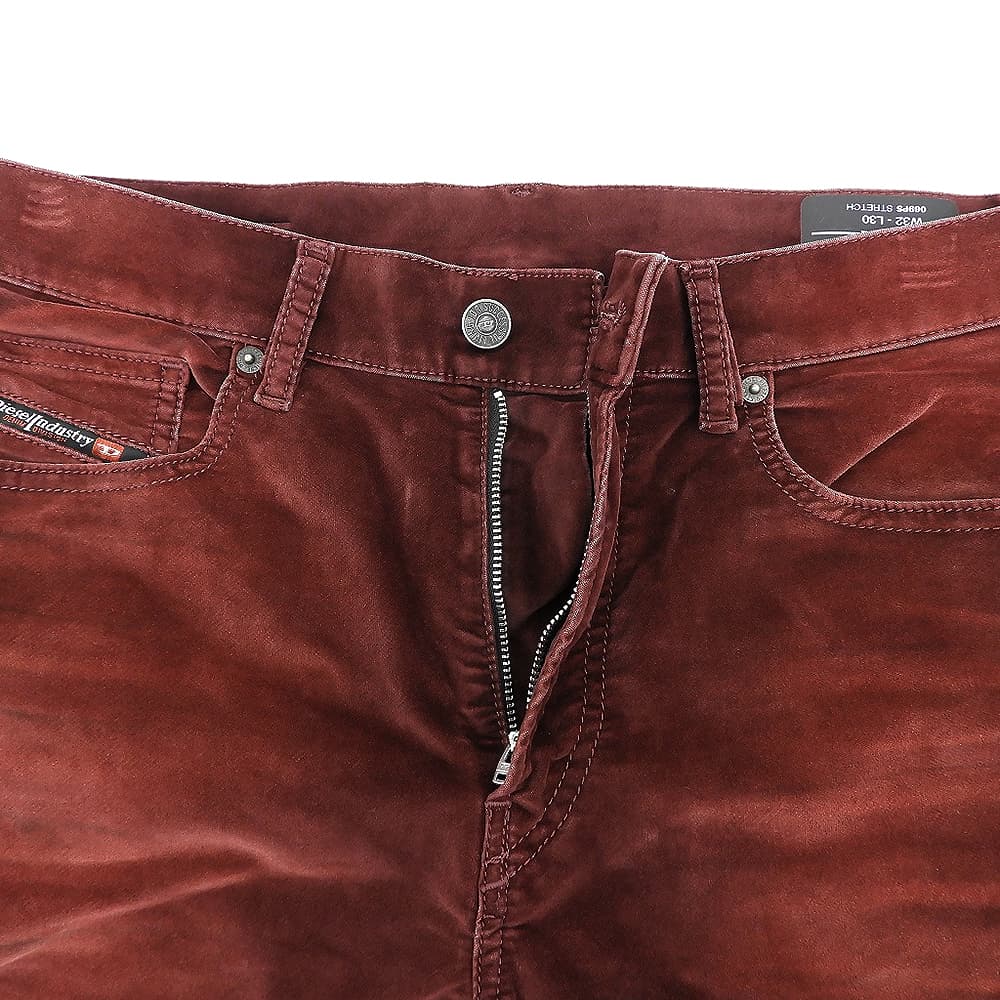 DIESEL ディーゼル 美品 D-AMNY ベルベット スキニー パンツ ボトムス メンズ ボルドー W32-L30 ボトムス