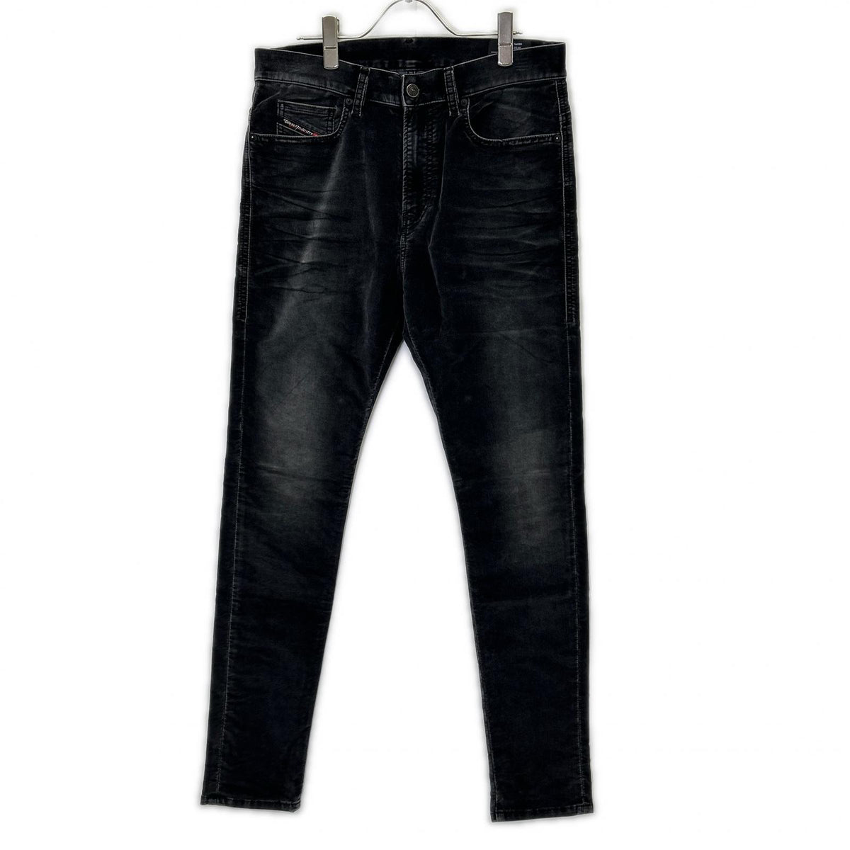 DIESEL D-AMNY black velvet skinny pants, bottoms