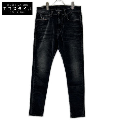 DIESEL D-AMNY black velvet skinny pants, bottoms