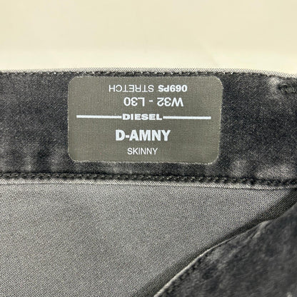 DIESEL D-AMNY black velvet skinny pants, bottoms