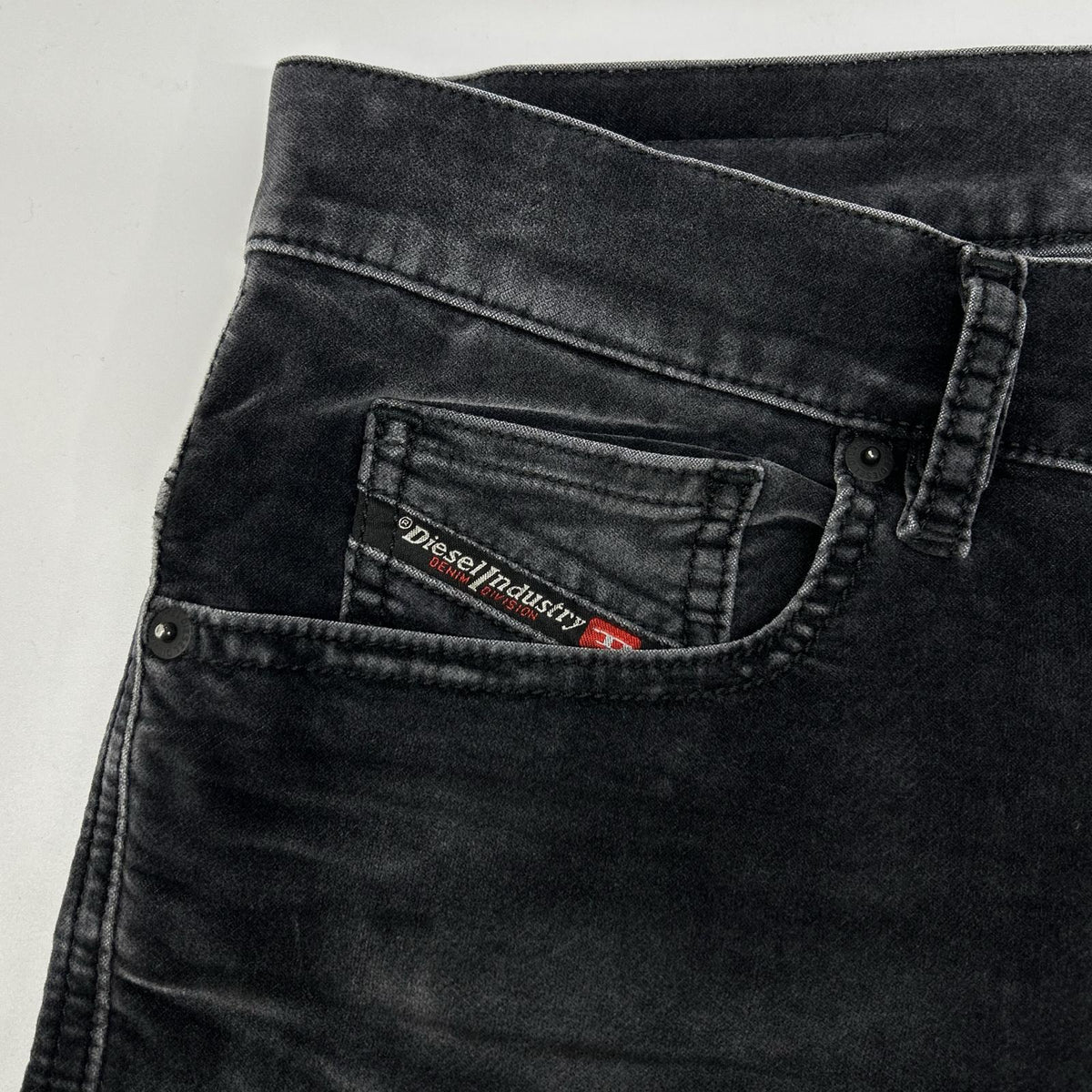 DIESEL D-AMNY black velvet skinny pants, bottoms