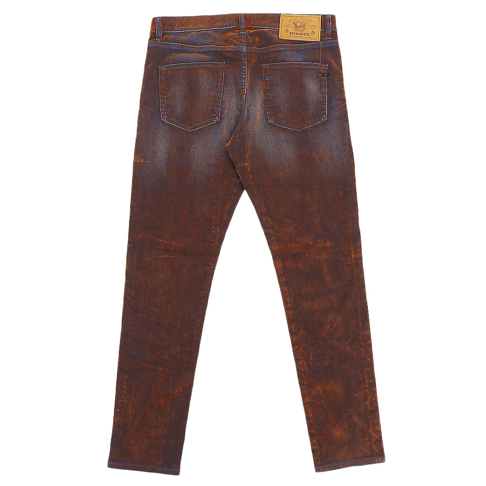 DIESEL ディーゼル 美品 D-STRUKT ベルベット調 デニムパンツ ボトムス メンズ オレンジ系 W32L30 ボトムス