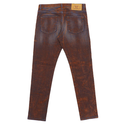 DIESEL ディーゼル 美品 D-STRUKT ベルベット調 デニムパンツ ボトムス メンズ オレンジ系 W32L30 ボトムス