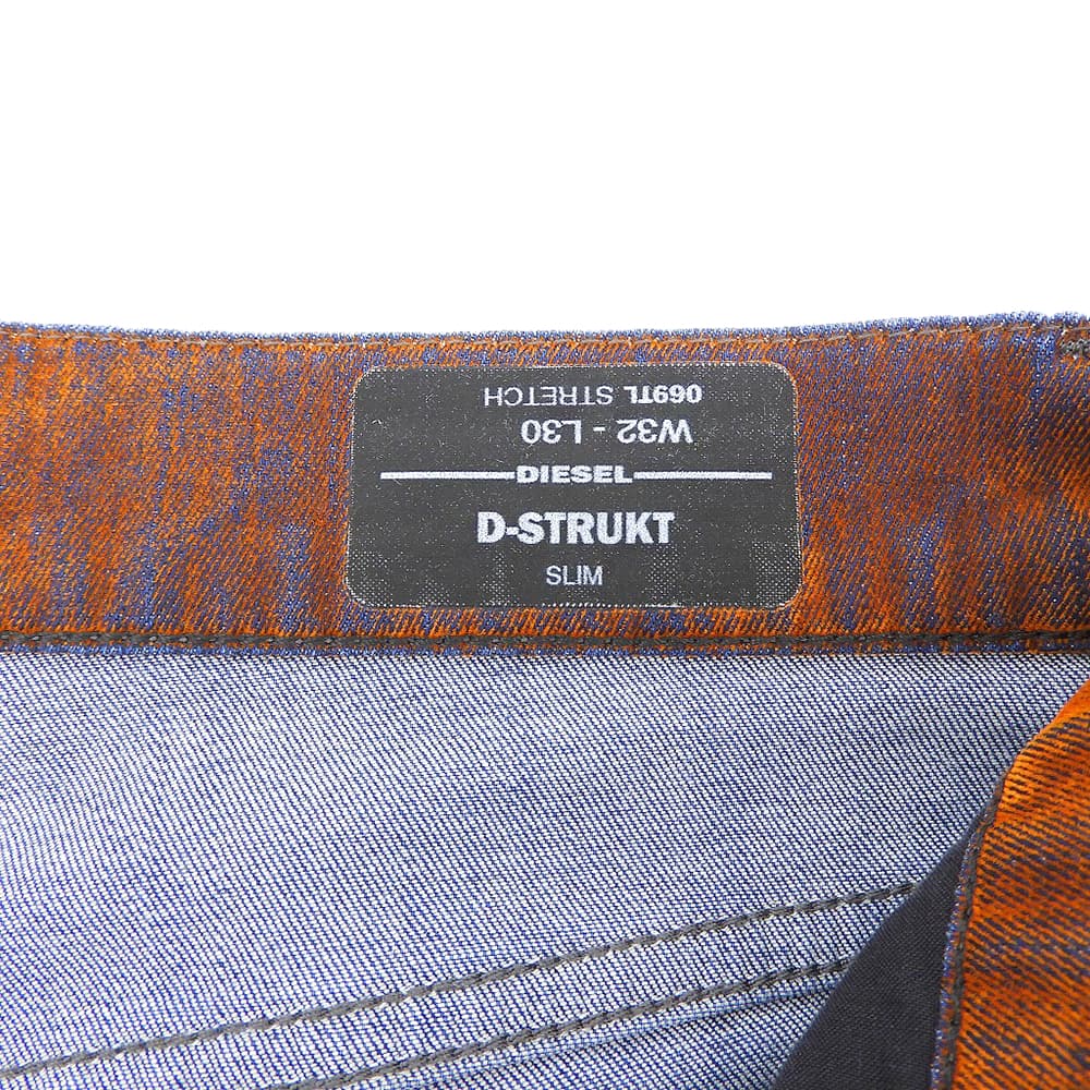 DIESEL ディーゼル 美品 D-STRUKT ベルベット調 デニムパンツ ボトムス メンズ オレンジ系 W32L30 ボトムス