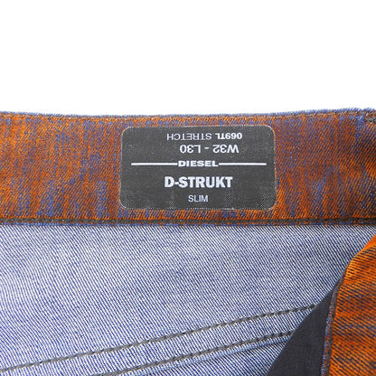 DIESEL ディーゼル 美品 D-STRUKT ベルベット調 デニムパンツ ボトムス メンズ オレンジ系 W32L30 ボトムス