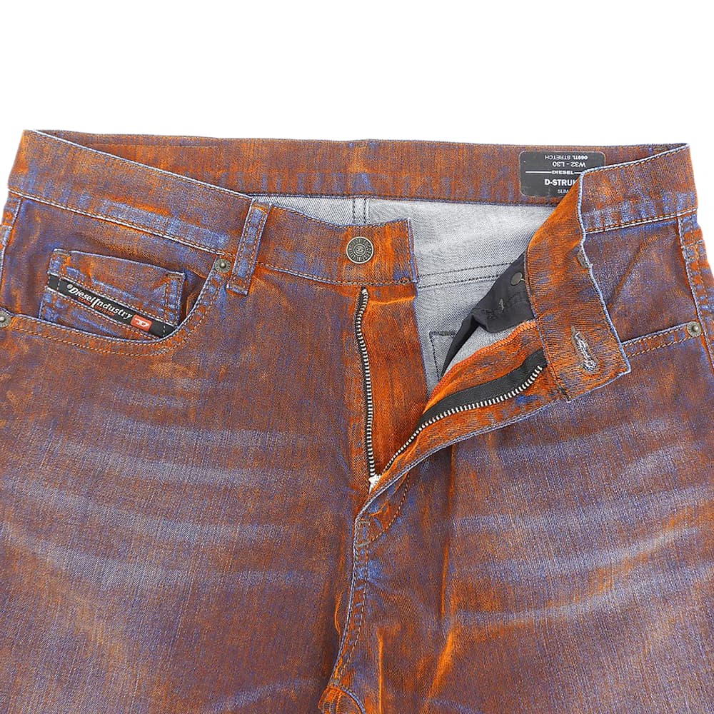 DIESEL ディーゼル 美品 D-STRUKT ベルベット調 デニムパンツ ボトムス メンズ オレンジ系 W32L30 ボトムス