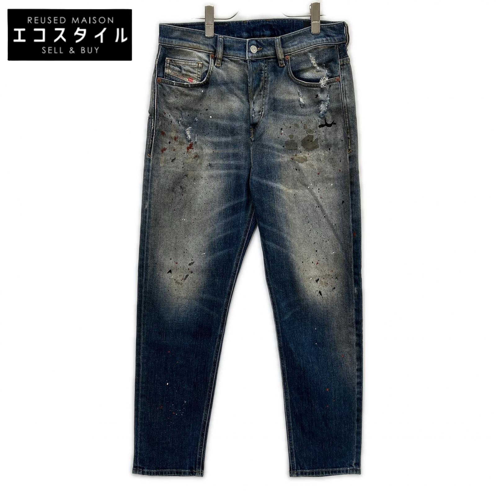 DIESEL ディーゼル ブルー D-VIDER キャッロトレッグ ペイント加工 デニムパンツ ボトムス