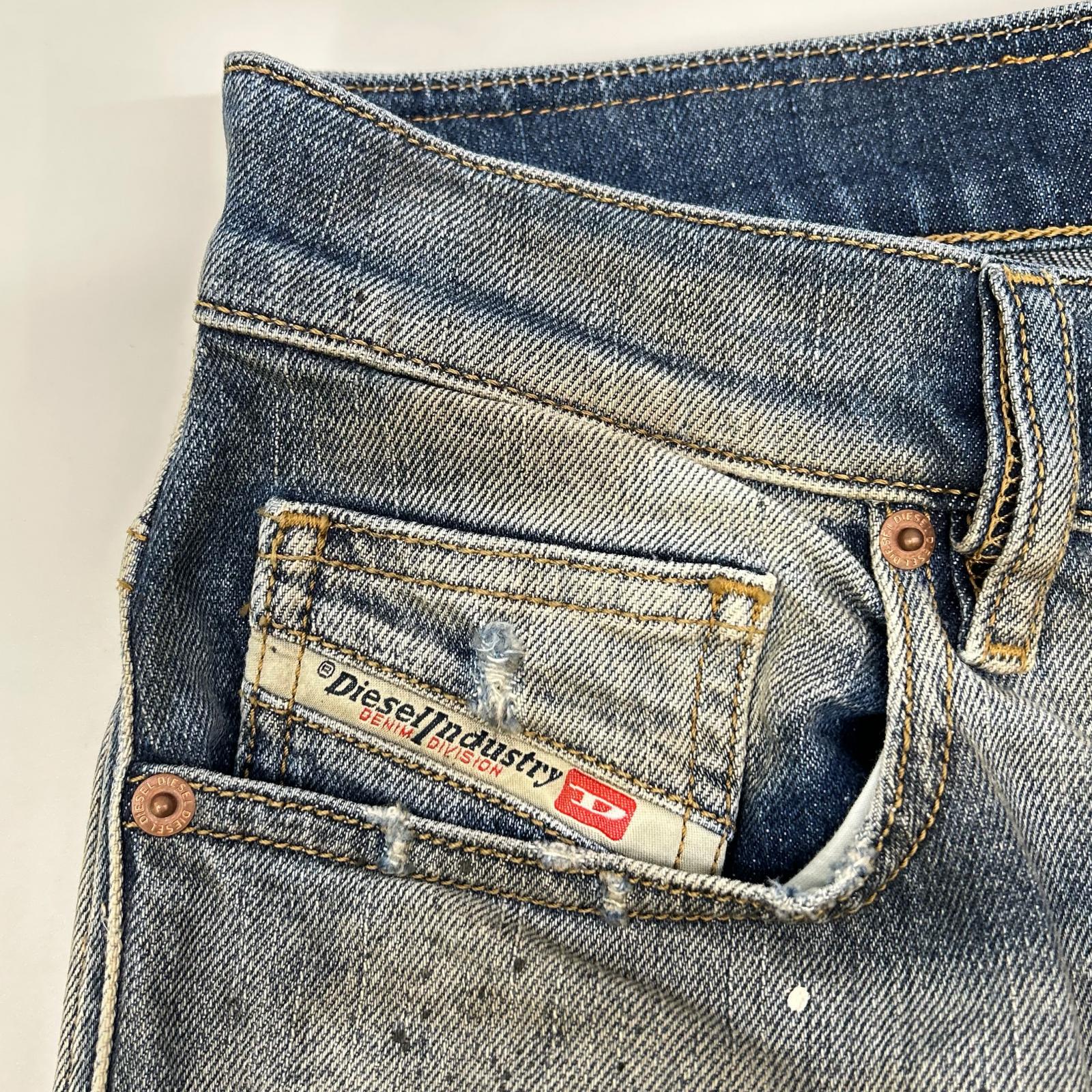 DIESEL ディーゼル ブルー D-VIDER キャッロトレッグ ペイント加工 デニムパンツ ボトムス