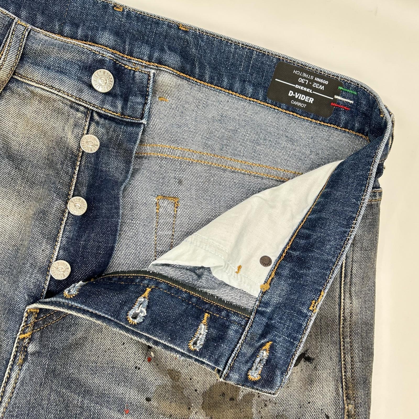 DIESEL ディーゼル ブルー D-VIDER キャッロトレッグ ペイント加工 デニムパンツ ボトムス